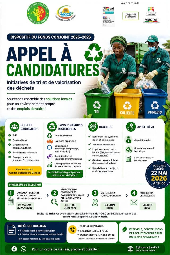 Sénégal – Gandon (Saint-Louis) – Appel à Projets – Gestion durable des déchets